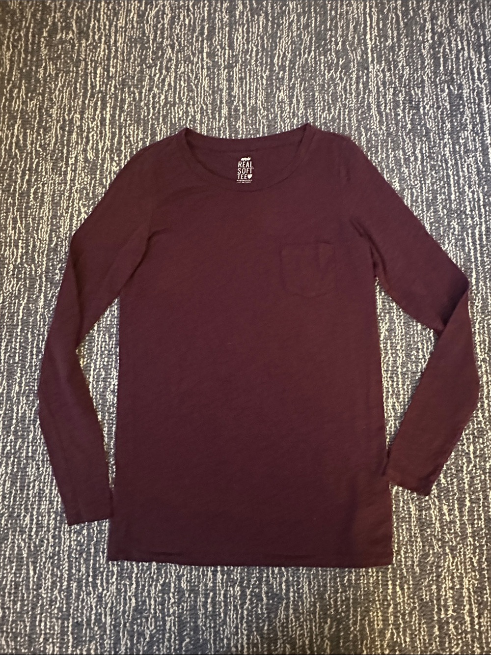 aerie Long Sleeve Crew Pocket Tee - Burgundy Plum